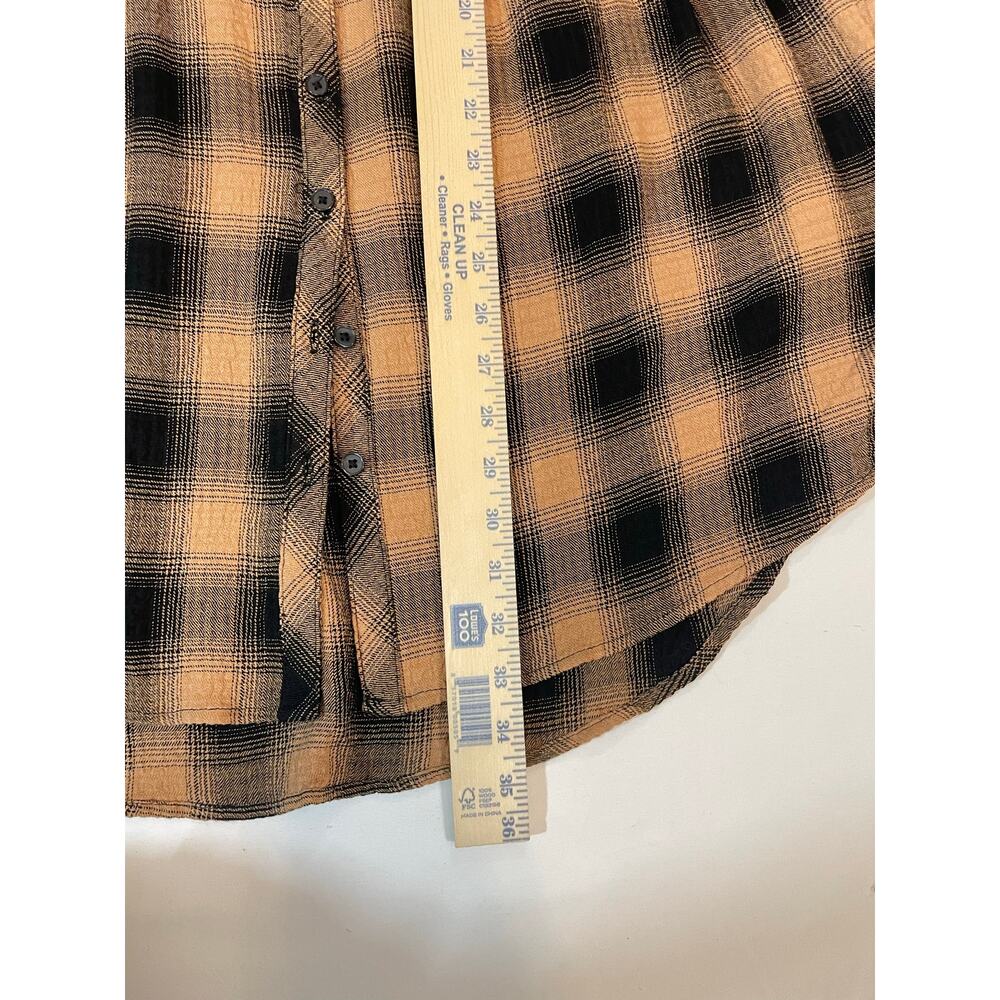 Torrid Brown Black Plaid Babydoll Long Sleeve Tunic Shirt Top NWT Size 2 2X - Picture 7 of 9